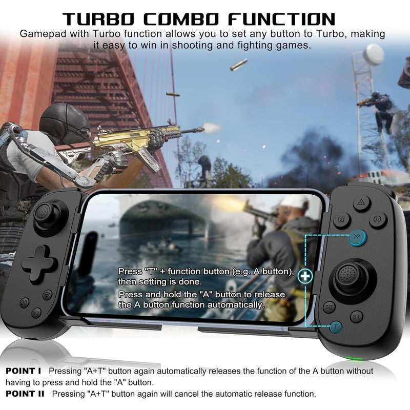 arVin Mobile Gaming Controller for iPhone 16/15/14/iPad/Android Phone/Tablet/Switch, PS Remote Player Gamepad for PS5/PS4/Xbox/PC, Wireless Joystick Play Cloud Gaming, Arcade Mfi Games, CODM, Roblox - Image 5